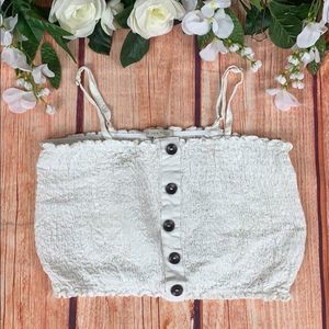 Active USA Smocked Sleeveless Crop Top Tank 1568